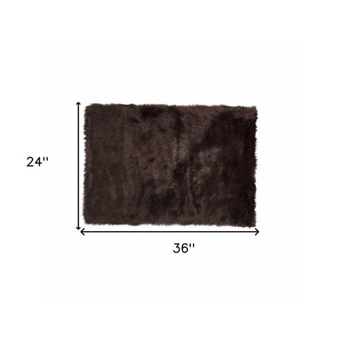 2' X 3' Black Faux Sheepskin Animal Print Washable Area Rug